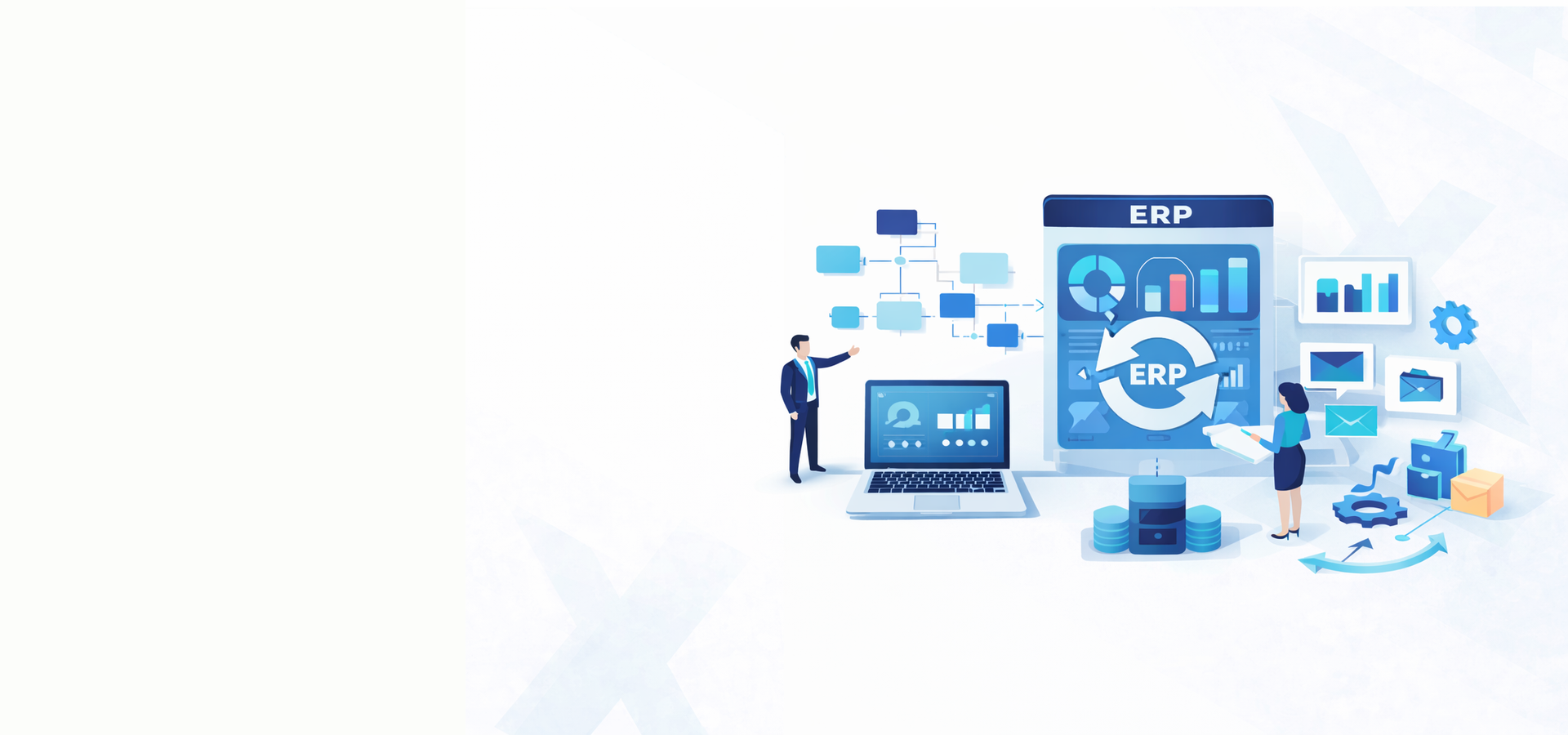 Canias ERP danışmanlığı, TROIA geliştirme ve ERP entegrasyonlarını temsil eden Triox hero görseli